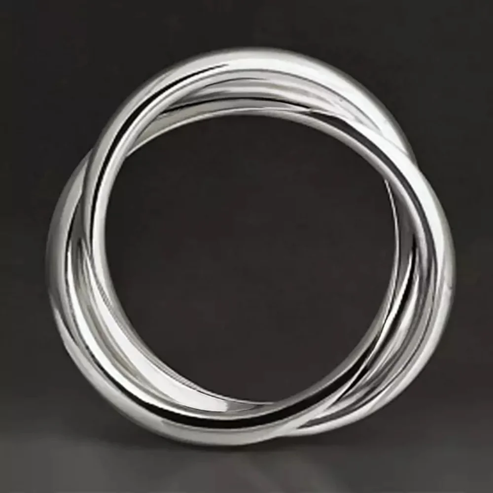 New Unisex 925 Silver Double Layer Men Women Ring